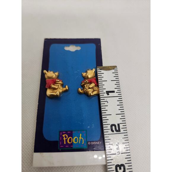Winnie The Pooh Honey Pot Earrings Enamel Gold Tone Clip On  RJ Design Disney - Picture 3 of 4